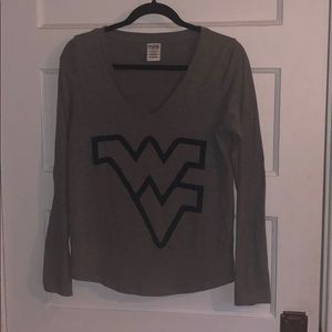 PINK WVU Long Sleeve Grey Shirt